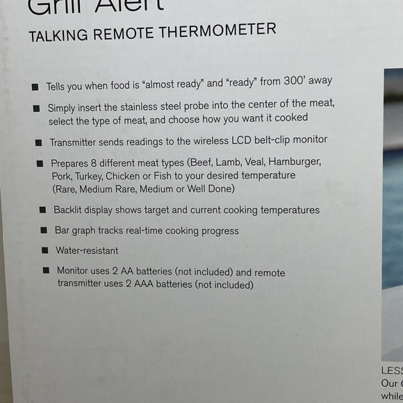 Brookstone Grill Alert Talking Remote Meat Thermometer Brand New - Picture 5 of 6